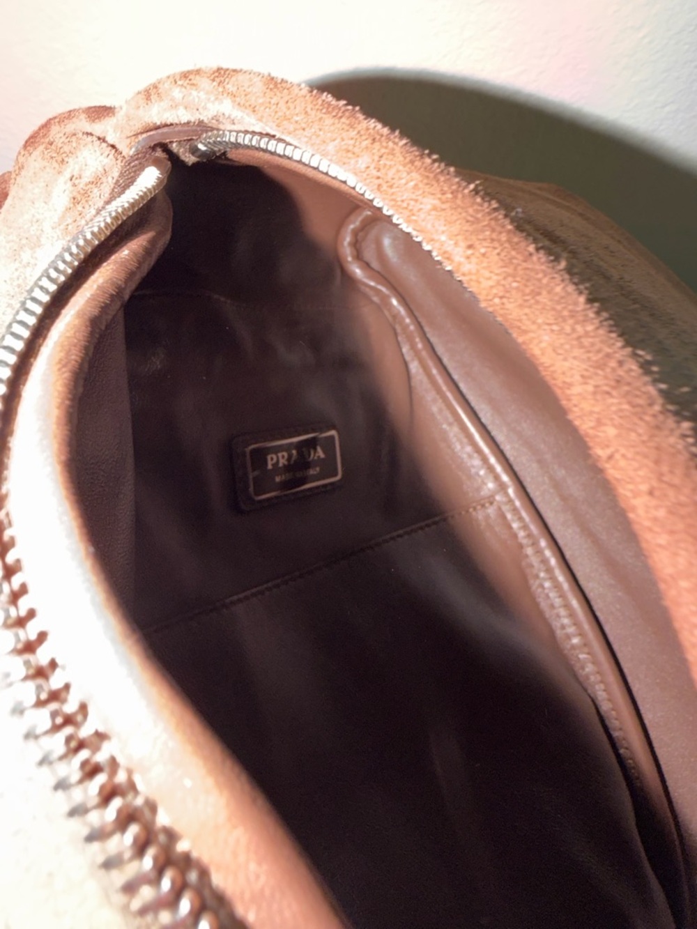 Prada Brown Suede Crossbody Sling Bag - Picture 11 of 12